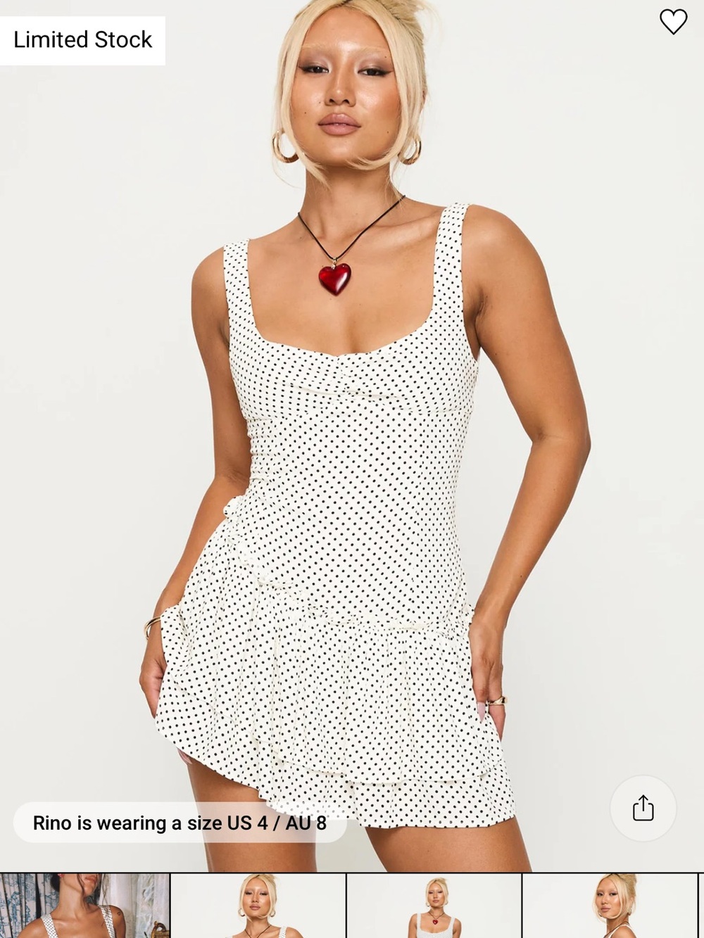 Princess Polly shantelle romper white polka dot